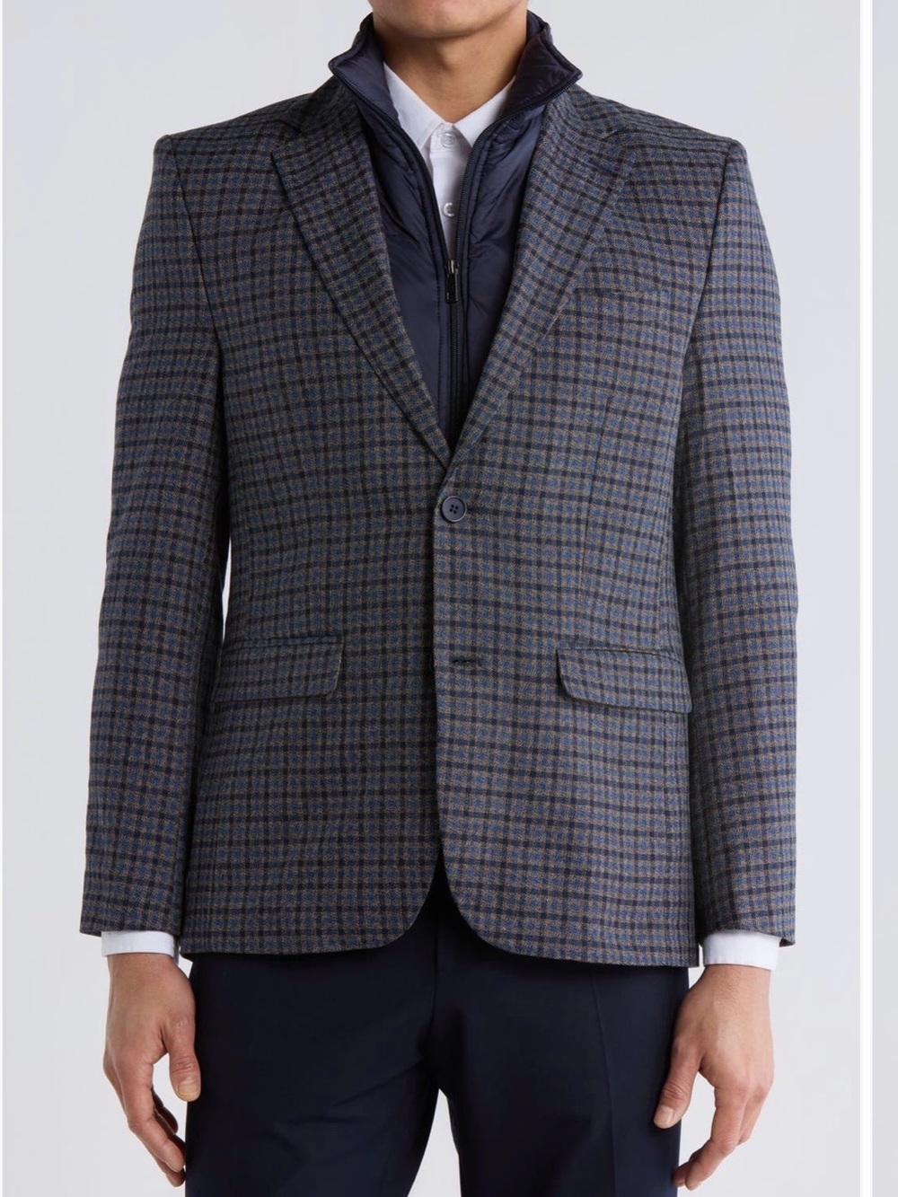 Men's Gray Knit Blazer With Removable Bib.